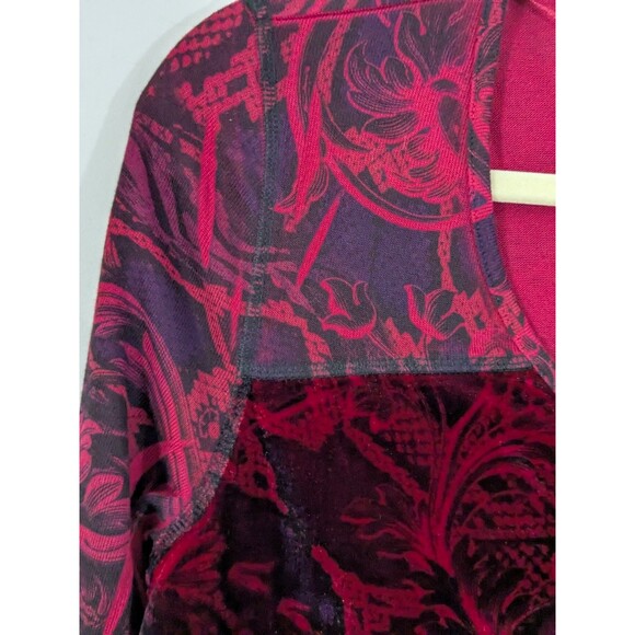Romantic Goth Fairy Red Black Long Sleeve Velvet Burnout Blouse Renaissance Sz M - Picture 4 of 10